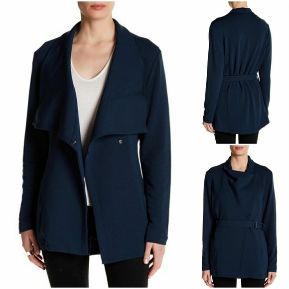 NWT Long Gray Fleece Waist Tie Jacket - Picture 2 of 8